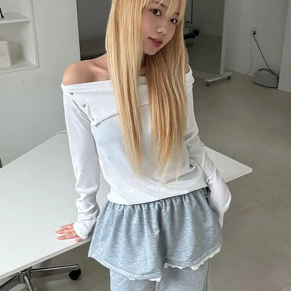 Rowing snap off-shoulder t-shirt