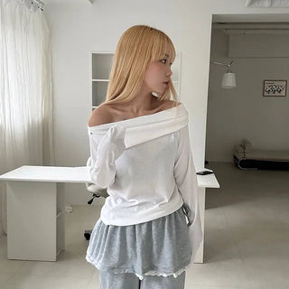 Rowing snap off-shoulder t-shirt