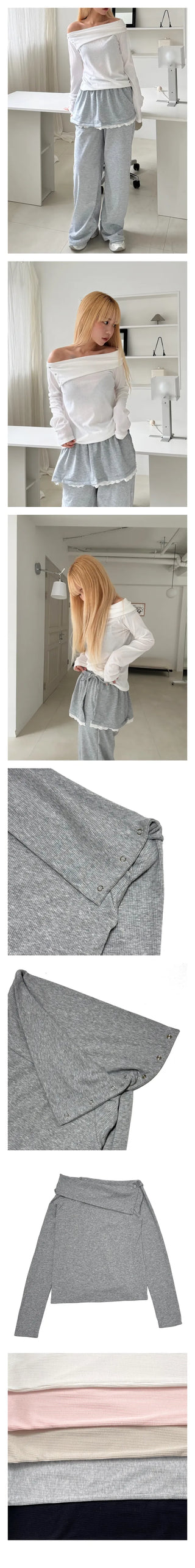 Rowing snap off-shoulder t-shirt