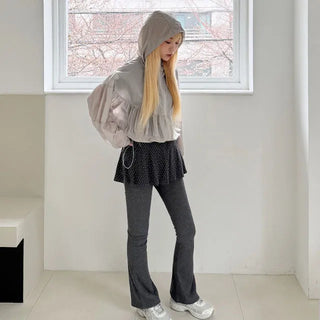 Pobloom Dot Bootcut Skirt Pants