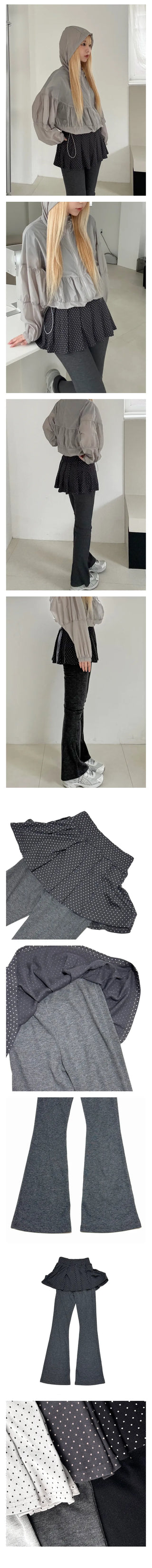 Pobloom Dot Bootcut Skirt Pants