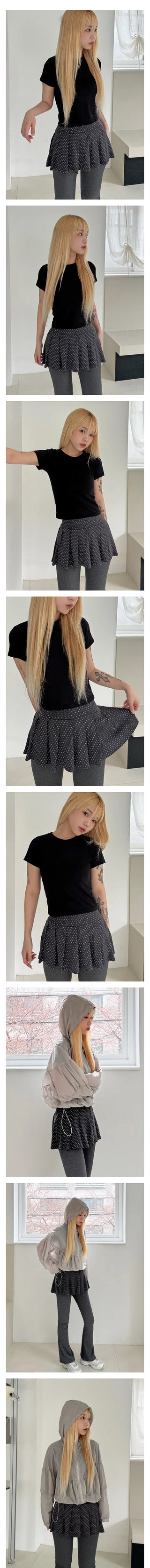 Pobloom Dot Bootcut Skirt Pants