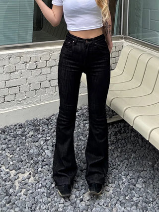 Janlu black denim bootcut pants