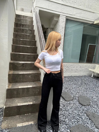 Janlu black denim bootcut pants