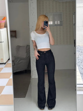 Janlu black denim bootcut pants