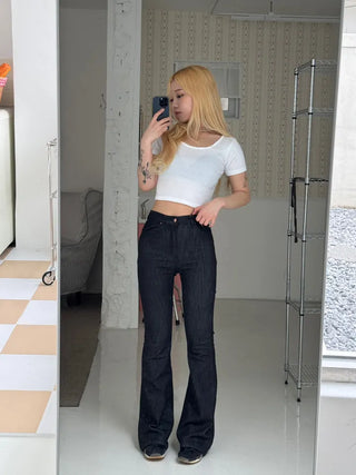 Janlu black denim bootcut pants