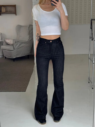 Janlu black denim bootcut pants