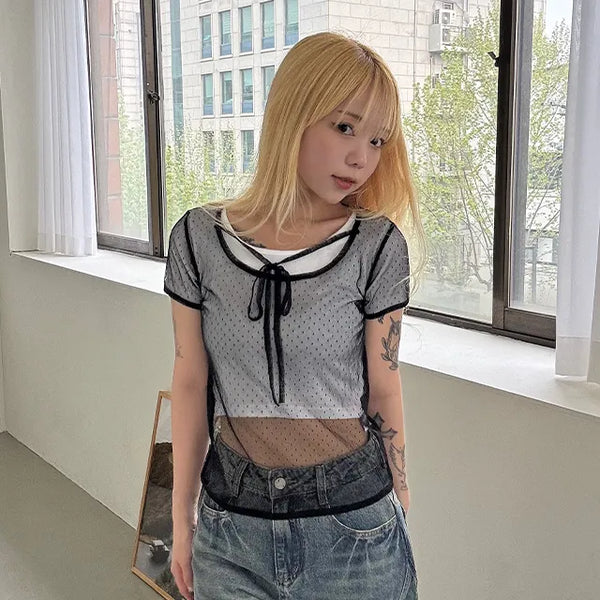 TOO Mesh Dot Layered Tee