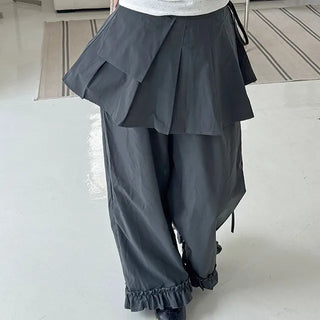 Leuki Frill Layered Wrap Skirt Pants