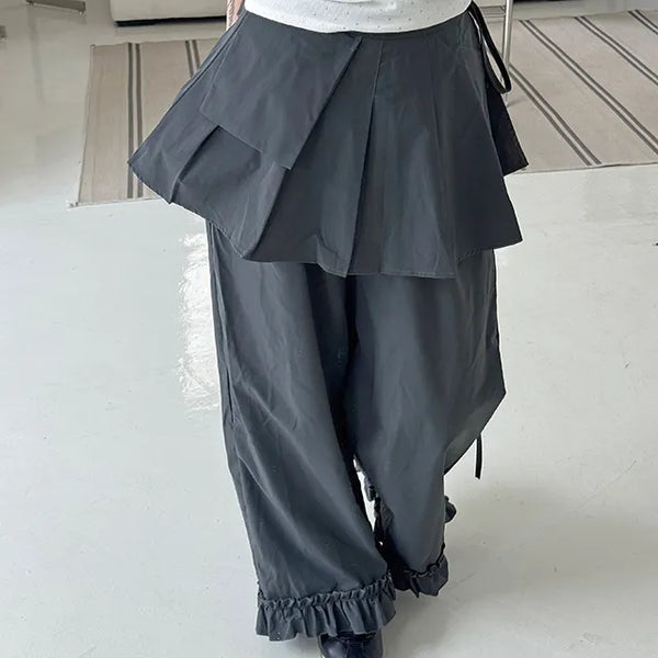 Leuki Frill Layered Wrap Skirt Pants