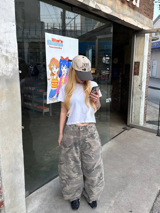 T-shirt with Camo Mega Wide Long Pants