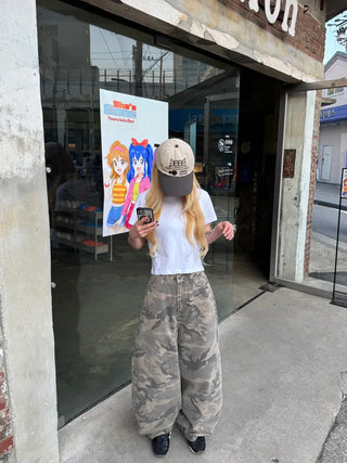 T-shirt with Camo Mega Wide Long Pants
