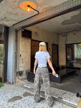 T-shirt with Camo Mega Wide Long Pants