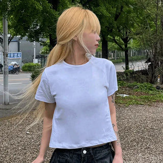 Dica Basic Plain Round Neck Short Sleeve T-shirt