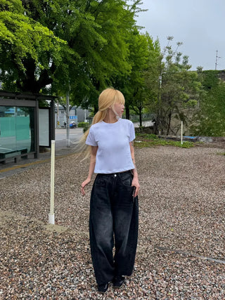 Dica Basic Plain Round Neck Short Sleeve T-shirt