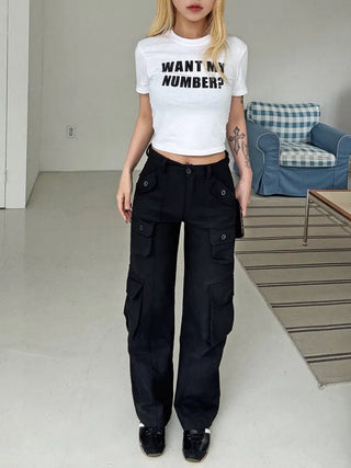 Genly Cargo Pocket Long Wide Pants