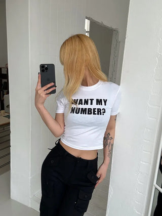Seno Lettering Crop Print Short Sleeve T-shirt