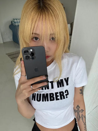 Seno Lettering Crop Print Short Sleeve T-shirt