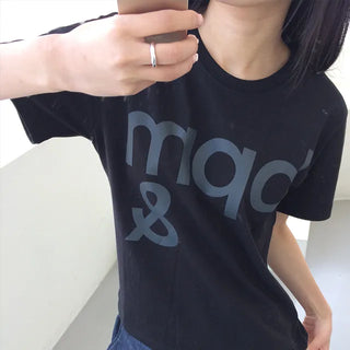 Clue Semi-Crop Printed Short Sleeve T-shirt