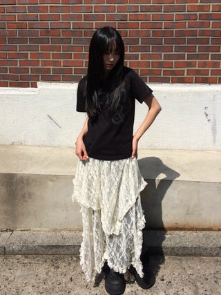 Clue Semi-Crop Printed Short Sleeve T-shirt