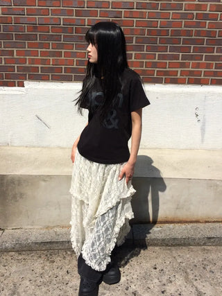 Clue Semi-Crop Printed Short Sleeve T-shirt