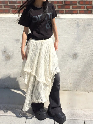 Clue Semi-Crop Printed Short Sleeve T-shirt