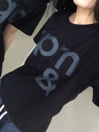Clue Semi-Crop Printed Short Sleeve T-shirt