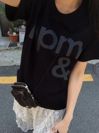 Clue Semi-Crop Printed Short Sleeve T-shirt
