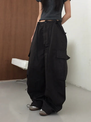 Bona Balloon Fit Drawstring Hem Cargo Pants