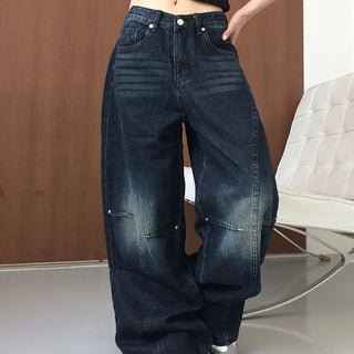 Obe Vintage Washed Balloon Wide Denim Pants