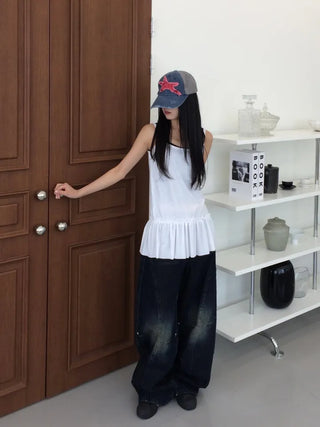 Obe Vintage Washed Balloon Wide Denim Pants
