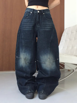 Obe Vintage Washed Balloon Wide Denim Pants