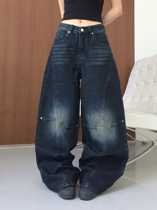 Obe Vintage Washed Balloon Wide Denim Pants