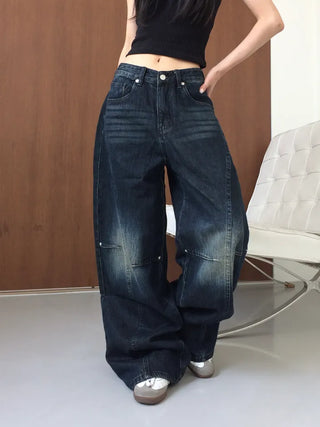 Obe Vintage Washed Balloon Wide Denim Pants