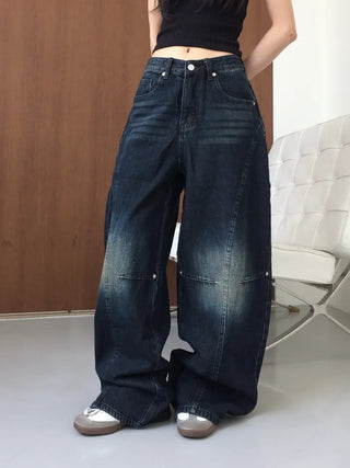Obe Vintage Washed Balloon Wide Denim Pants