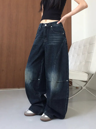 Obe Vintage Washed Balloon Wide Denim Pants