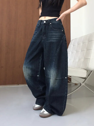 Obe Vintage Washed Balloon Wide Denim Pants