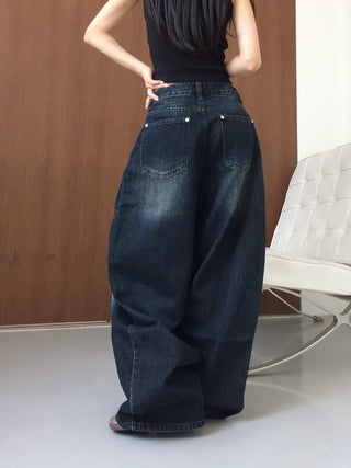 Obe Vintage Washed Balloon Wide Denim Pants