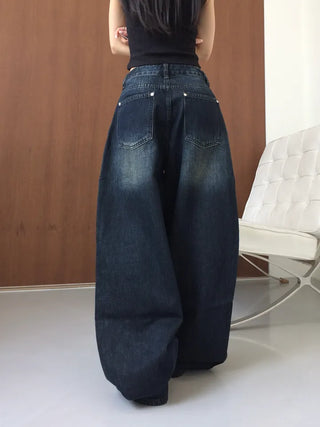 Obe Vintage Washed Balloon Wide Denim Pants