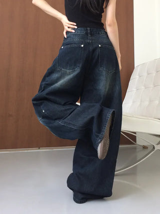 Obe Vintage Washed Balloon Wide Denim Pants