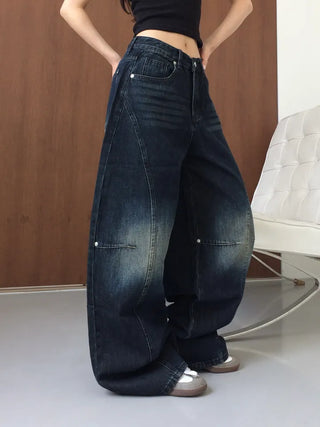 Obe Vintage Washed Balloon Wide Denim Pants
