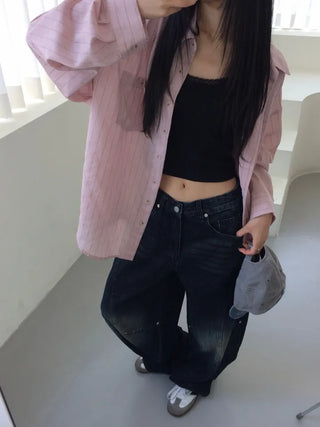 Obe Vintage Washed Balloon Wide Denim Pants