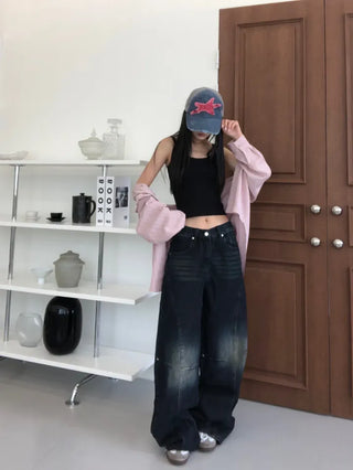 Obe Vintage Washed Balloon Wide Denim Pants