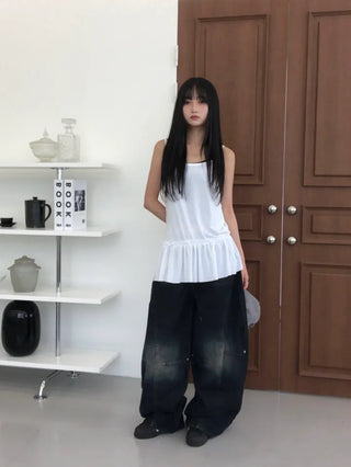 Obe Vintage Washed Balloon Wide Denim Pants