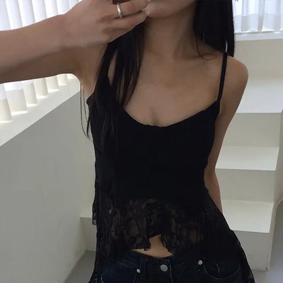 Unique Asymmetrical Lace Sleeveless