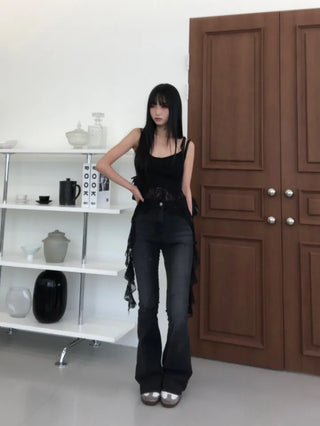 Unique Asymmetrical Lace Sleeveless