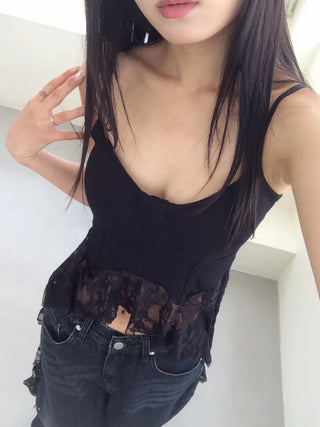 Unique Asymmetrical Lace Sleeveless