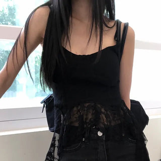Unique Asymmetrical Lace Sleeveless