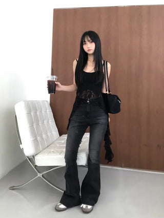 Unique Asymmetrical Lace Sleeveless