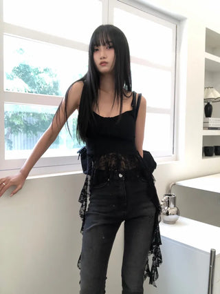 Unique Asymmetrical Lace Sleeveless